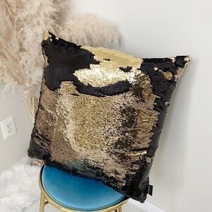 Bebe sequins decorative black and gold pillow